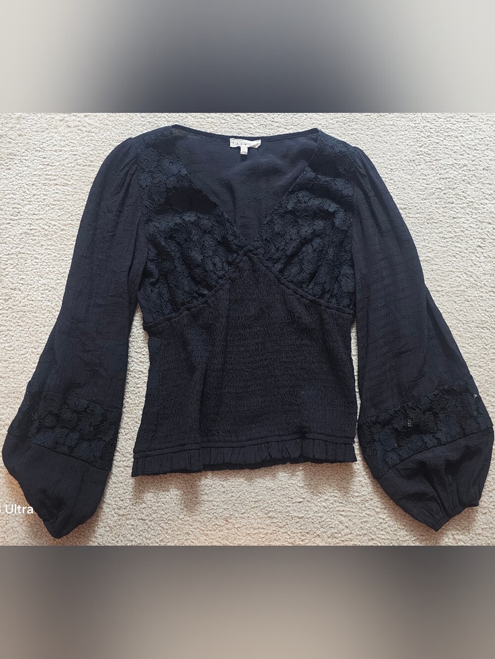NWOT Promesa "Romance Me" Lace Smocked Peasant Top in Black - Boho Cottagecore M - Picture 7 of 12